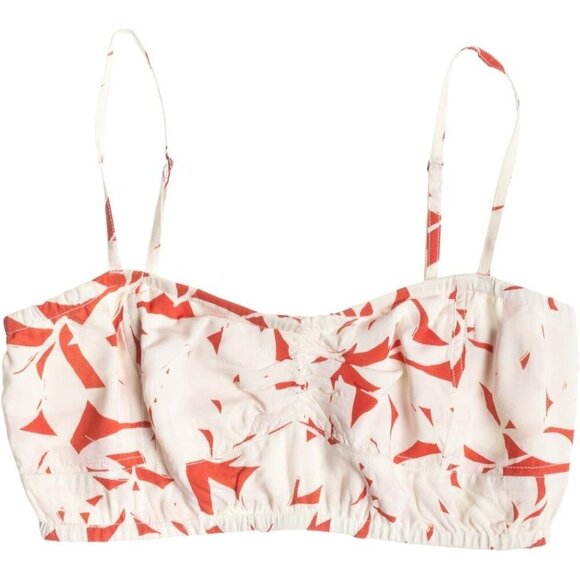 Roxy Womens NWT Crop Tank Red & Cream Abstract Print Top Adjustable Straps XS - Picture 2 of 7